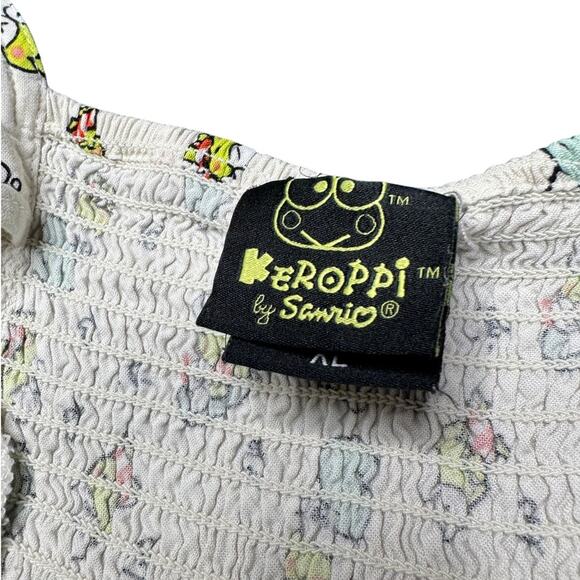 Sanrio Keroppi Women's XL Ruched Tank Top Tie Front Donut Pond - Picture 12 of 15
